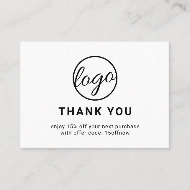 Carte De Réduction Logo personnalisé QR Code simple noir et blanc mod (Devant)