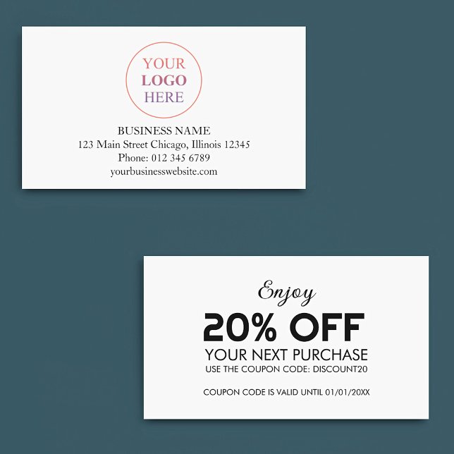 Carte De Réduction Logo Promotionnel Personnalisé – Aucune Commande M (Créateur téléchargé)