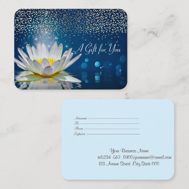 Carte De Réduction Lotus blanc,Confettis,Spa,Massage   (Devant / Derrière)