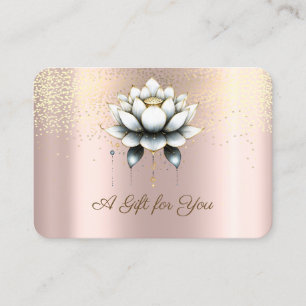 Carte De Réduction Lotus blanc de luxe, Confetti, Or Rose