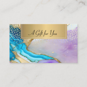 Carte De Réduction Marbre Violet Bleu Professionnel Or Confetti