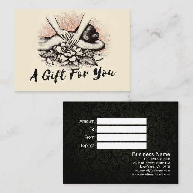 Carte De Réduction Massage Thérapie Guérison Mains Énergie Spa Bien-ê (Devant / Derrière)