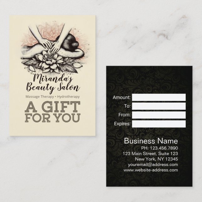 Carte De Réduction Massage Thérapie Guérison Mains Énergie Spa Bien-ê (Devant / Derrière)