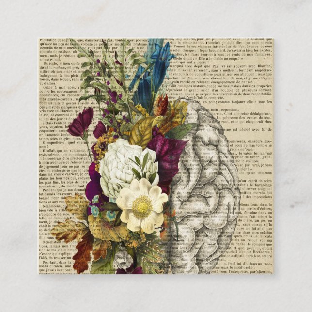 Carte De Réduction medical floral brain anatomie (Devant)
