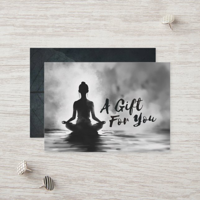 Carte De Réduction Méditation Yoga Instructeur Lotus Pose Peinture à  (Devant/Arrière en situation)