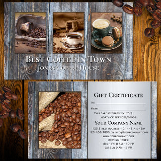 Carte De Réduction Meilleur Café de la Ville Vos Photos Certificat-Ca