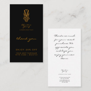 Carte De Réduction Merci Black Gold Parties scintillant Lingerie Bout