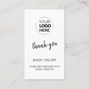 Carte De Réduction Merci Blanc élégant moderne Logo d'affaires