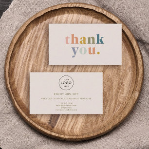 Carte De Réduction Merci! Logo des petites entreprises Pastels modern