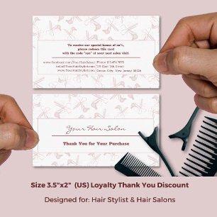 Carte De Réduction Merci pour votre achat Salon de coiffure Blanc-Ros