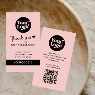 Carte De Réduction Merci rose Commander Logo d'entreprise Code QR Ret