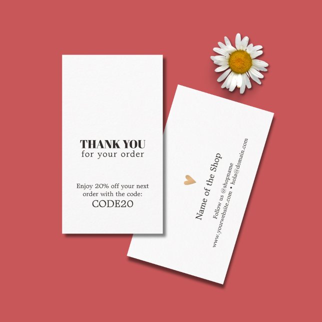 Carte De Réduction Minimalist Elegant Faux Gold Heart Shop (Créateur téléchargé)