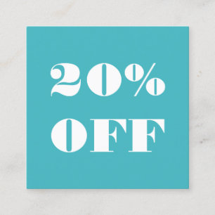 Carte De Réduction Minimaliste audacieux simple de bleu/turquoise