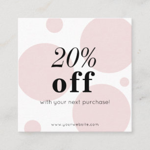Carte de réduction minimaliste rose