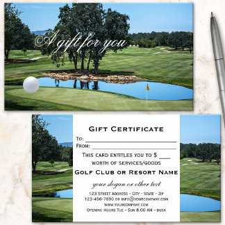 Carte De Réduction Modèle de certificat-cadeau de golf