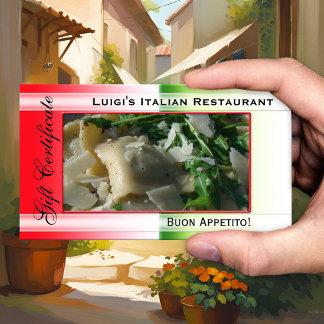 Carte De Réduction Modèle de certificat-cadeau pour restaurant italie