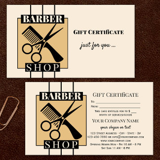Carte De Réduction Modèle de certificat-cadeau pour salon de coiffure