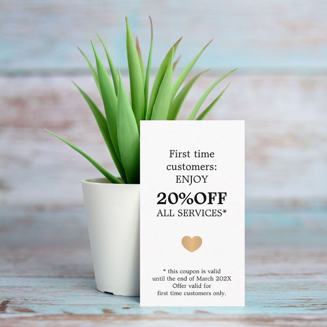 Carte De Réduction Modern Elegant Beauty Black White First Time (Créateur téléchargé)