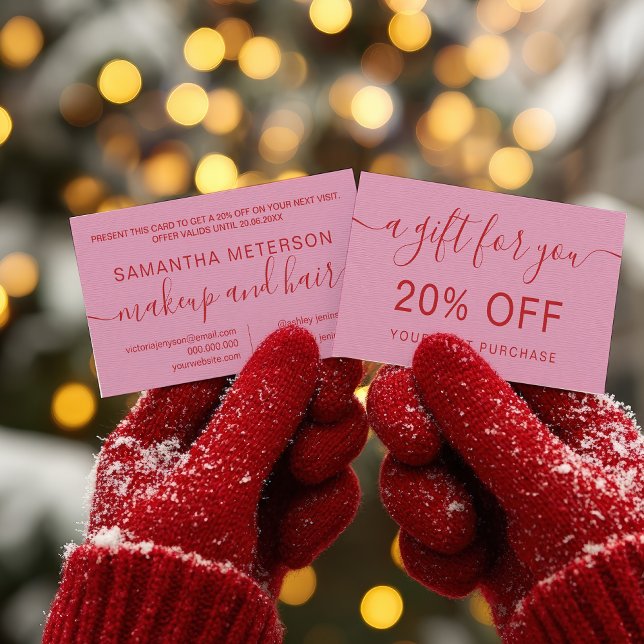 Carte De Réduction Modern Retro Pink Red Makeup Beauty Loyalty (Modern Retro Pink Red Makeup Beauty Loyalty Discount Card)