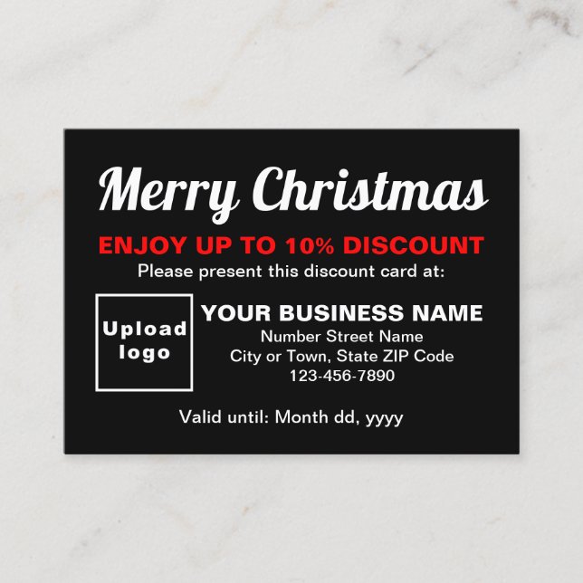 Carte de réduction Noir de Noël d'affaires (Devant)