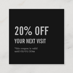 Carte De Réduction Noir minimaliste élégant