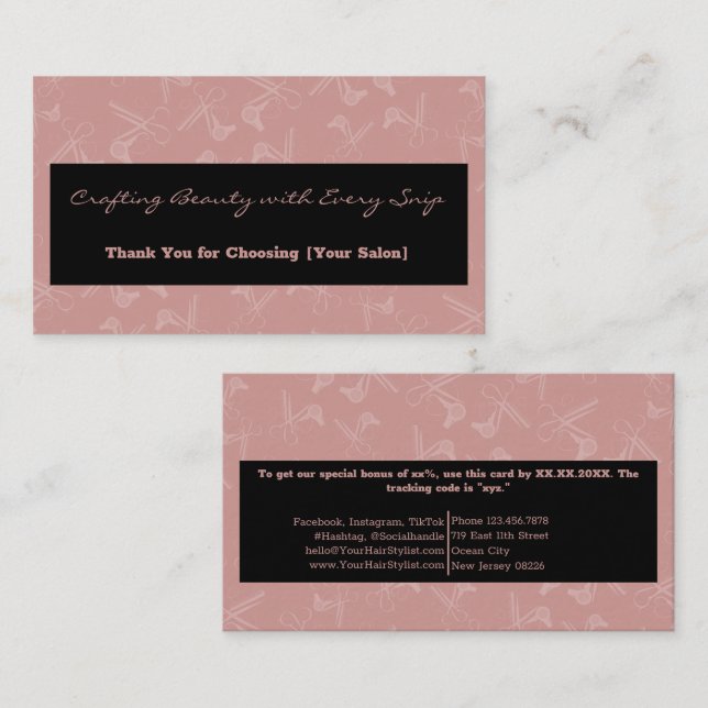Carte De Réduction Outils de cheveux professionnels modernes Merci XX (Devant / Derrière)
