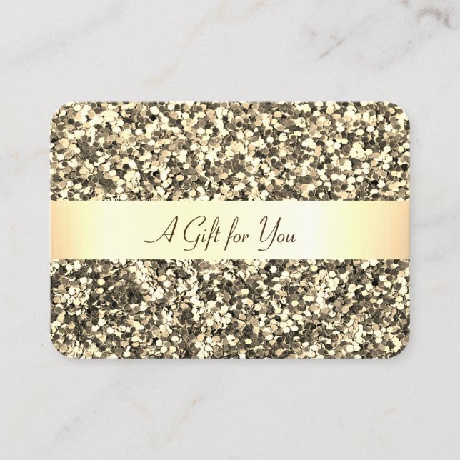 Carte De Réduction Paillettes de confettis dorés modernes élégants (Devant)