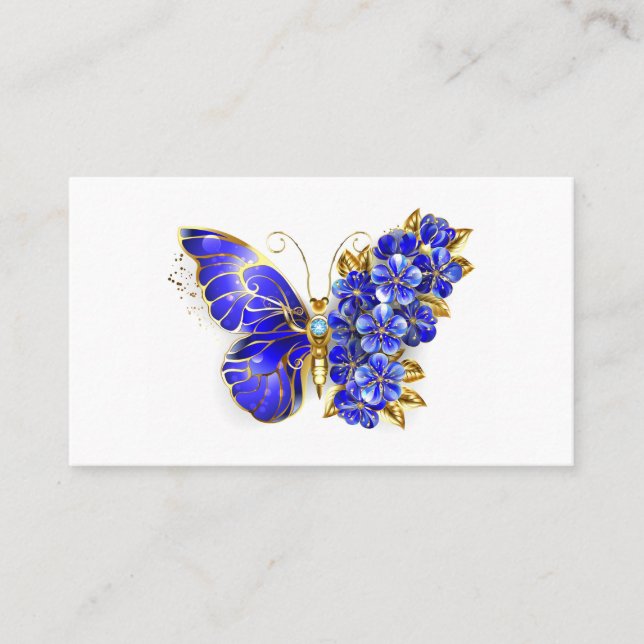 Carte De Réduction Papillon saphir à fleurs (Devant)