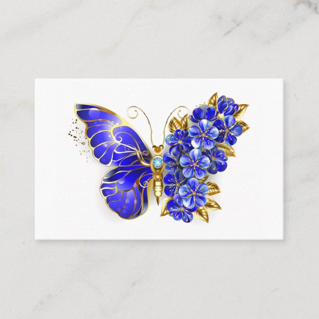 Carte De Réduction Papillon saphir à fleurs (Devant)