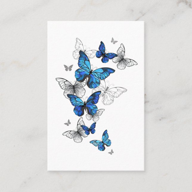 Carte De Réduction Papillons volants bleus Morpho (Devant)