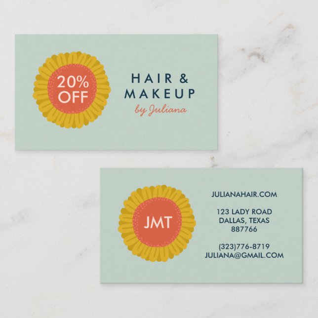 Carte De Réduction Parfums doux Fleur de tournesol Faisy CUSTOM Initi (Devant / Derrière)