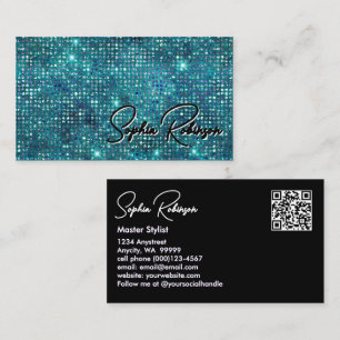 Carte De Réduction Parties scintillant bleue Turquoise de luxe et Car