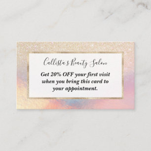 Carte De Réduction Parties scintillant Or Chic Iridescente Holographi
