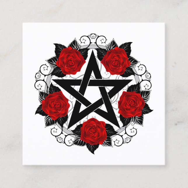 Carte De Réduction Pentagramme aux roses rouges (Devant)
