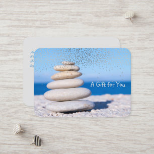 Carte De Réduction Pierres Zen, Océan, Confettis, Spa, Massage