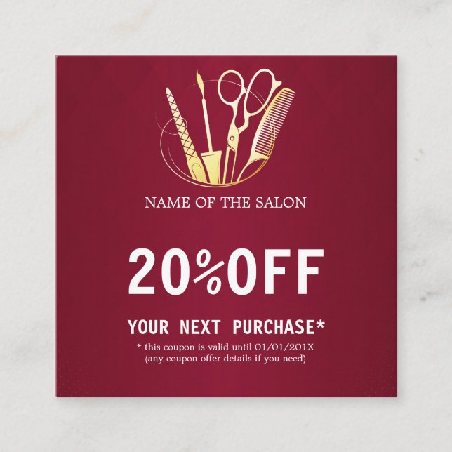 Carte de réduction pour Salon de Beauté & Vin de B (Devant)