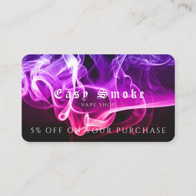 Carte de réduction professionnelle Vape Shop (Devant)