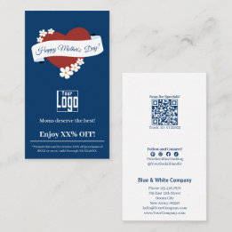 Carte De Réduction Promotion Fleur Cadre Red Heart Fête des Mères