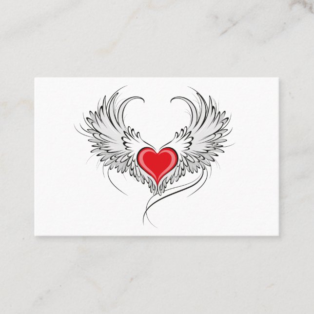 Carte De Réduction Red Angel Coeur avec ailes (Devant)