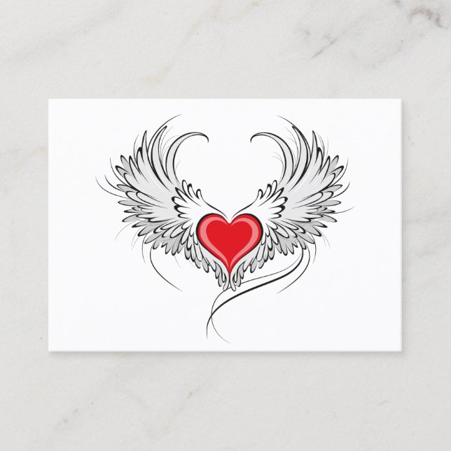 Carte De Réduction Red Angel Coeur avec ailes (Devant)