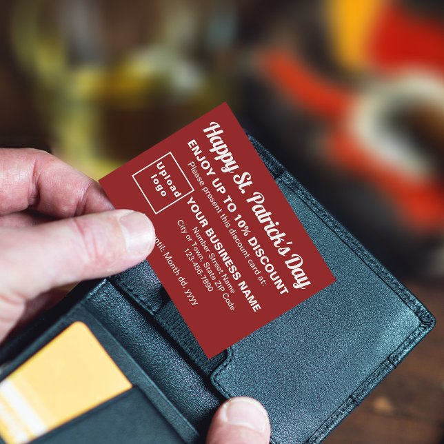 Carte de réduction Red Business Saint Patrick (Attract more customers this Saint Patrick's Day. Business Saint Patrick red discount card.)