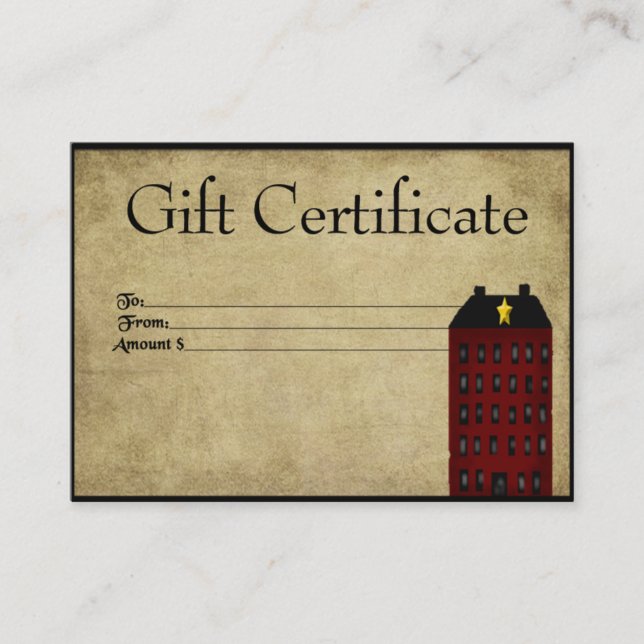 Carte De Réduction Red Saltbox House - Prim Gift Certificate Card (Devant)