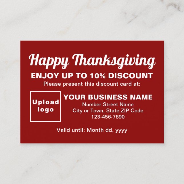 Carte de réduction Red Thanksgiving Business (Devant)