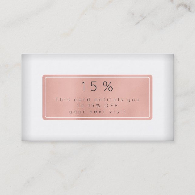 Carte De Réduction Rose Rose Gold Powder White Remise Salon de beauté (Devant)