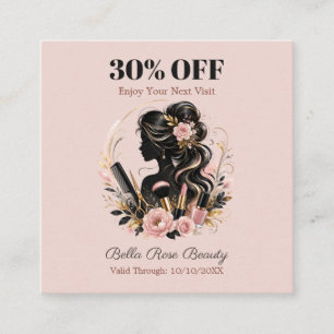 Carte De Réduction Salon de Beauté Floral Blush sur Mesure