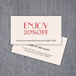 Carte De Réduction Salon de Beauté Rouge Blanc Œuf Minimaliste