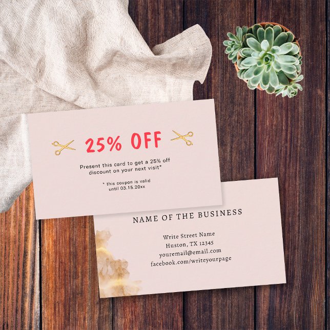 Carte De Réduction Salon de coiffure Ciseaux d'Or Coiffeur  (Front and Back)