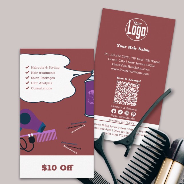 Carte De Réduction Salon des cheveux Smoky Topaz $10 Off (Smoky Topaz Hair Salon $10 Off Discount Card)