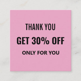 Carte De Réduction Simple minimaliste moderne tendance noir et rose