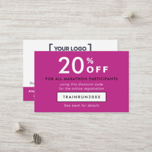 Carte De Réduction Simple Moderne Code Promo Magenta Logo QR